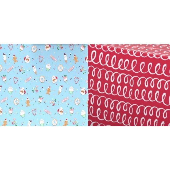 Hallmark Wrapping Paper Christmas Sweets & Treats Red Loops Reversible 35 sq ft - Picture 1 of 4